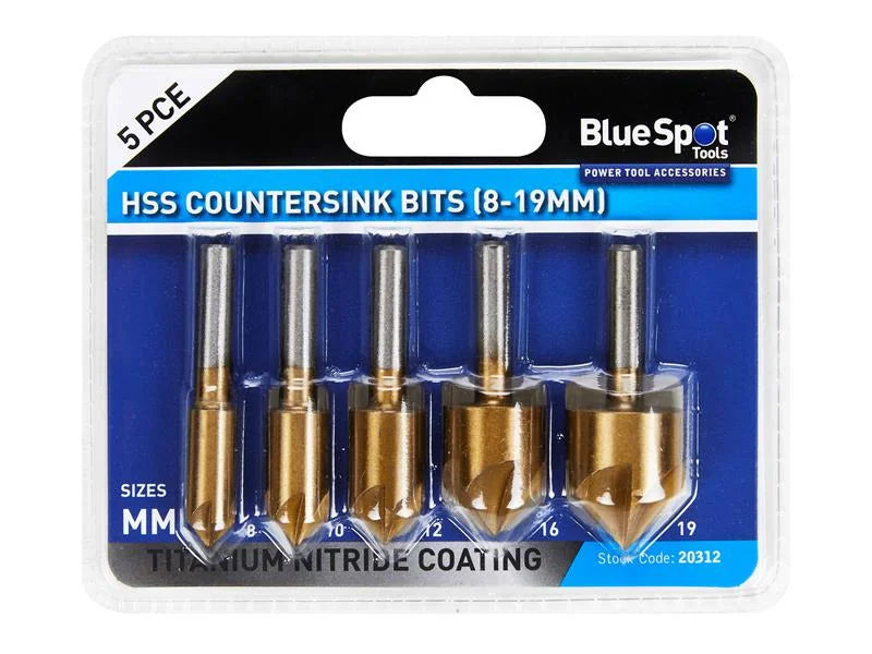 BlueSpot Tools HSS Titanium Countersink Bit Set, 5 Piece - 20312