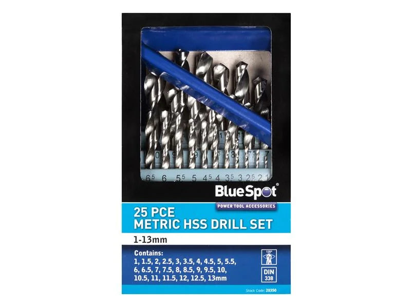 BlueSpot Tools HSS Drill Bit Set, 25 Piece - 20350
