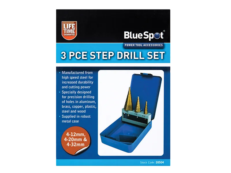 BlueSpot Tools Step Drill Set 4-32mm 3 Piece - 20504