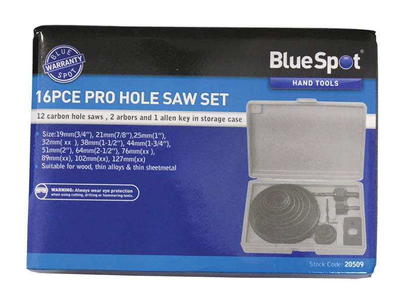 BlueSpot Tools Multi Holesaw Set, 16 Piece 19-127mm - 20509