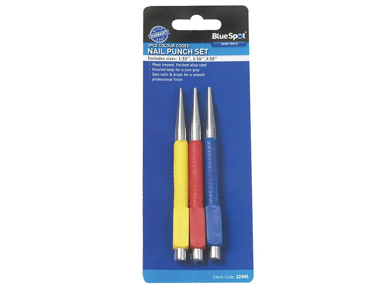 BlueSpot Tools Nail Punch Set, 3 Piece - 22445