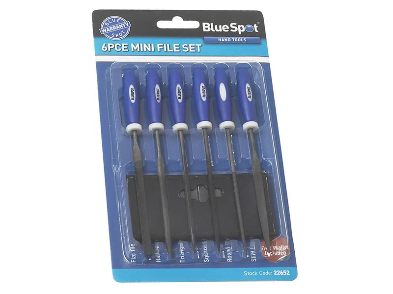 BlueSpot Tools Mini File Set with Pouch 6 Piece - 22652