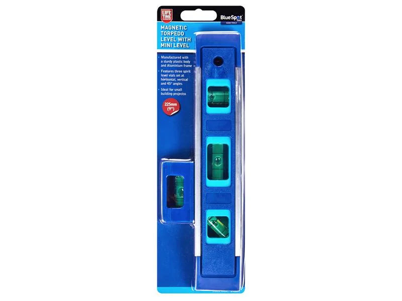 BlueSpot Tools Magnetic Torpedo Level 22.5cm with Magnetic Mini Level - 34226