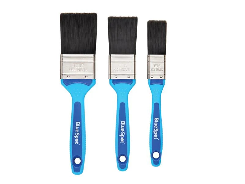 BlueSpot Tools Soft Grip Synthetic Paint Brush Set, 3 Piece - 36011