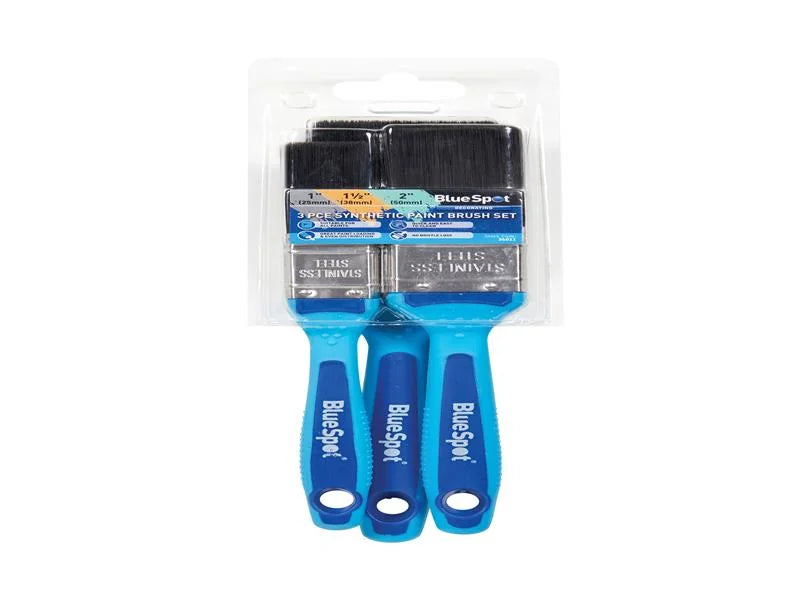 BlueSpot Tools Soft Grip Synthetic Paint Brush Set, 3 Piece - 36011
