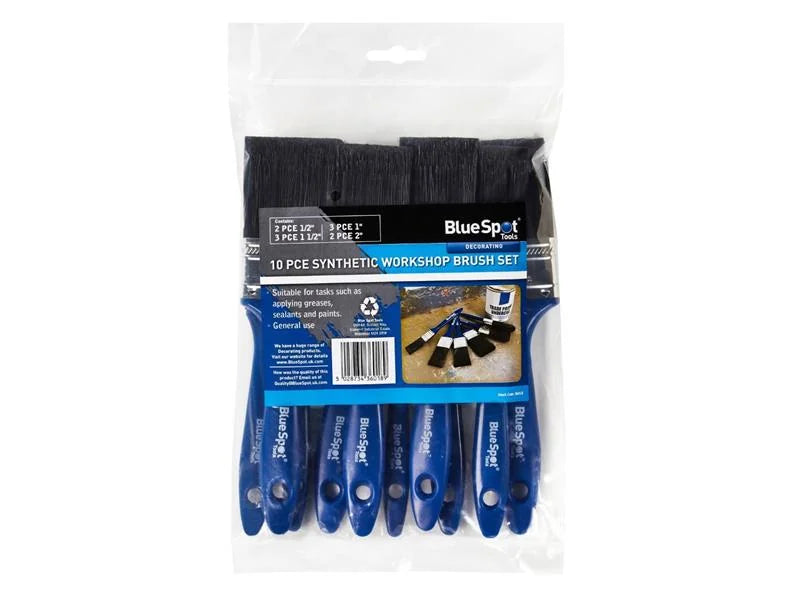BlueSpot Tools Synthetic Workshop Paint Brush Set, 10 Piece - 36018