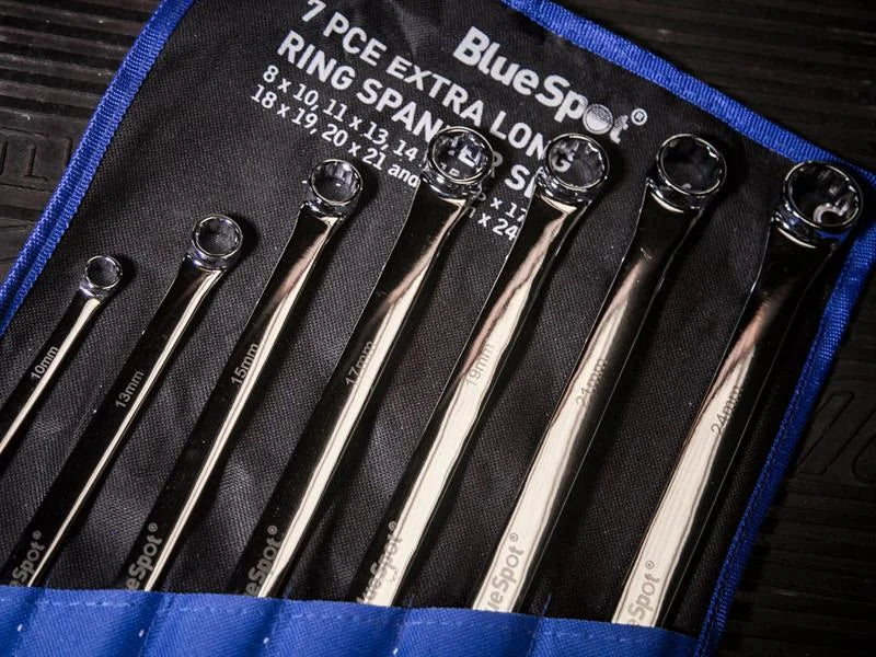 BlueSpot Tools Extra Long Ring Spanner Set, 7 Piece - 4305