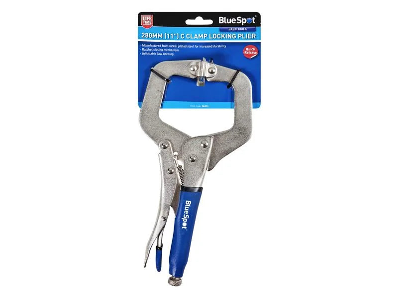 BlueSpot Tools Locking C-Clamp with Swivel Pads 280mm (11in) - 6531