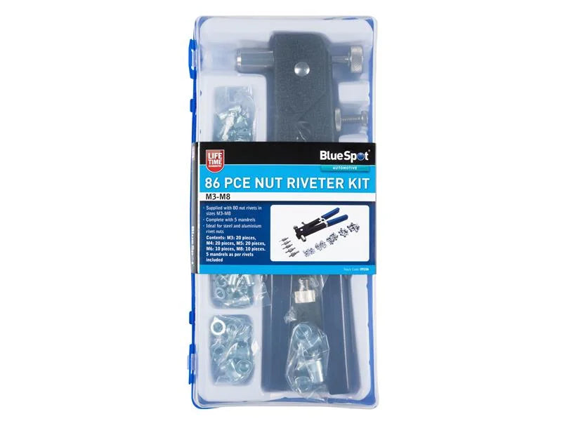 BlueSpot Tools Nut Riveter Kit (M3-M8) 86 Piece - 9106