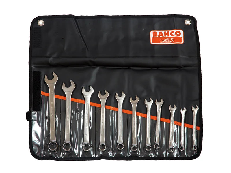 Bahco Chrome Polished Combination Spanner Set, 11 Piece - 111M/11T