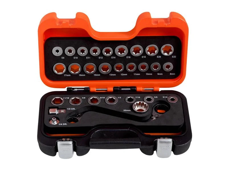 Bahco S Type Ratchet Ring Wrench & Adaptor Set, 29 Piece - 1320SRM/S29