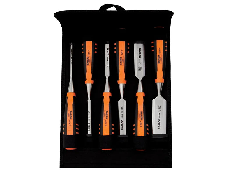 Bahco 424-P Bevel Edge Chisel Set 6 Piece in Pouch - 424P-S6-PP