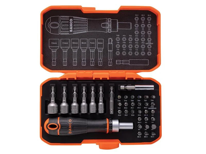 Bahco 59/S36BCR Ratcheting Coloured Bit Set, 36 Piece - 59/S36BCR