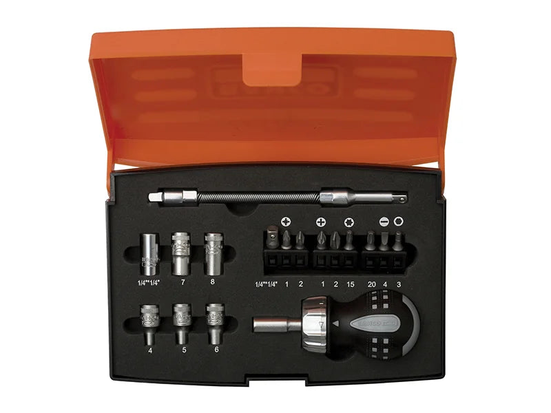 Bahco 808050S-18 Stubby Ratchet Screwdriver Set, 18 Piece - 808050S-18