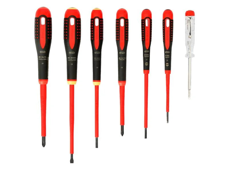 Bahco BE-9887S ERGO™ VDE Insulated Screwdriver Set, 7 Piece - BE-9887S