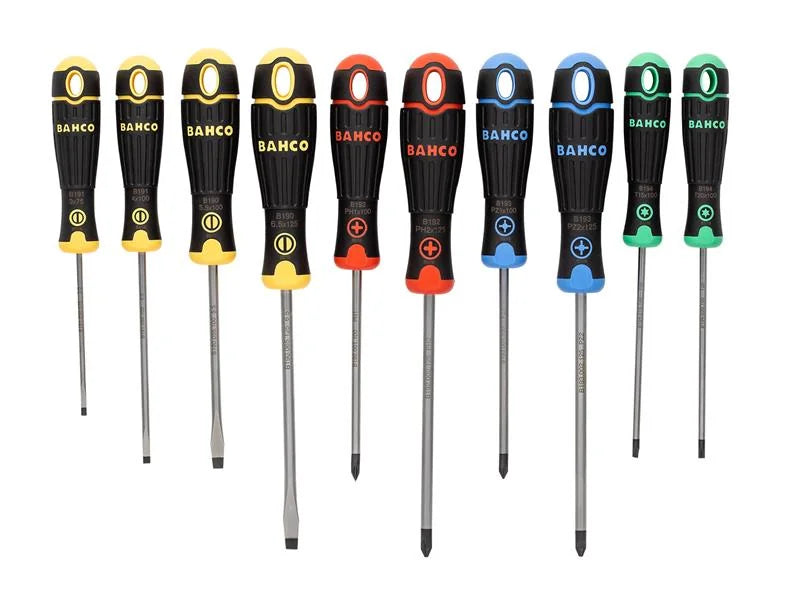 Bahco BAHCOFIT Coloured Handle Screwdriver Set, 10 Piece - B219.010RB