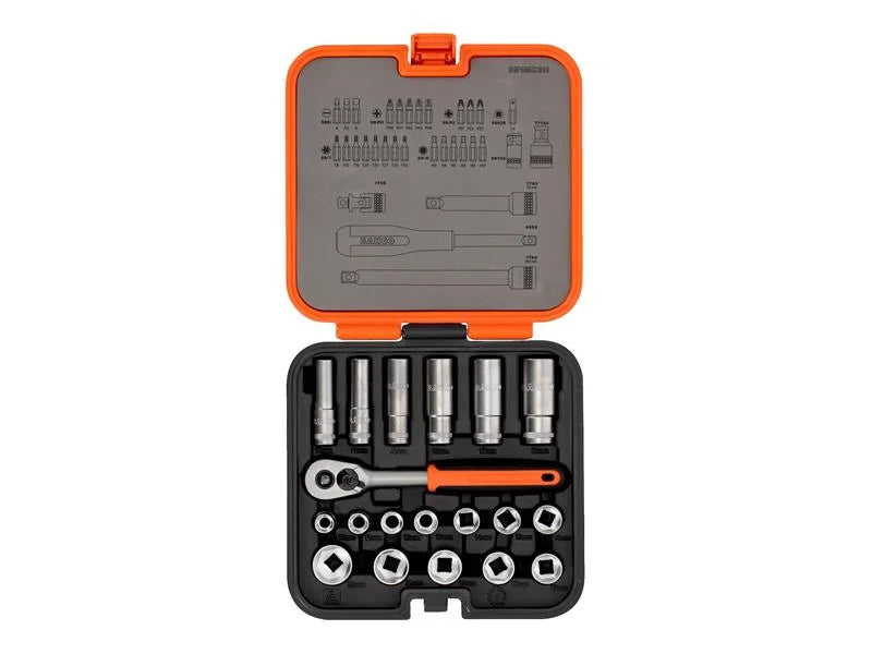 Bahco S51MC3H 3/8in Drive Standard and Deep Socket & 1/4in Bit Set, 51 Piece