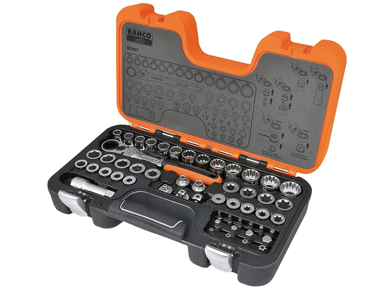 Bahco S530T 1/2in Drive Pass-Through Socket Set, 53 Piece - S530T