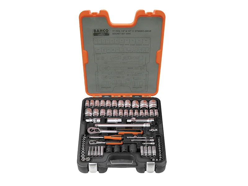 Bahco S800 1/4 & 1/2in Drive Socket Set, 77 Piece - S800