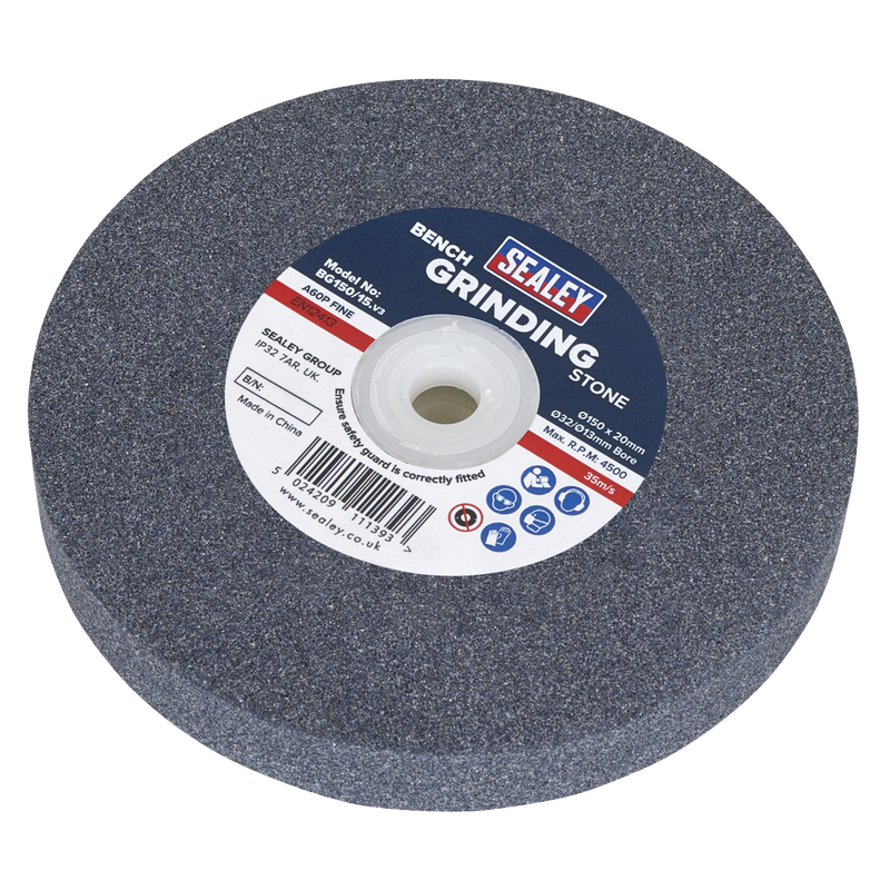 Sealey Grinding Stone 150mm x 20mm A60P Fine Bore Ø32(Ø13)mm