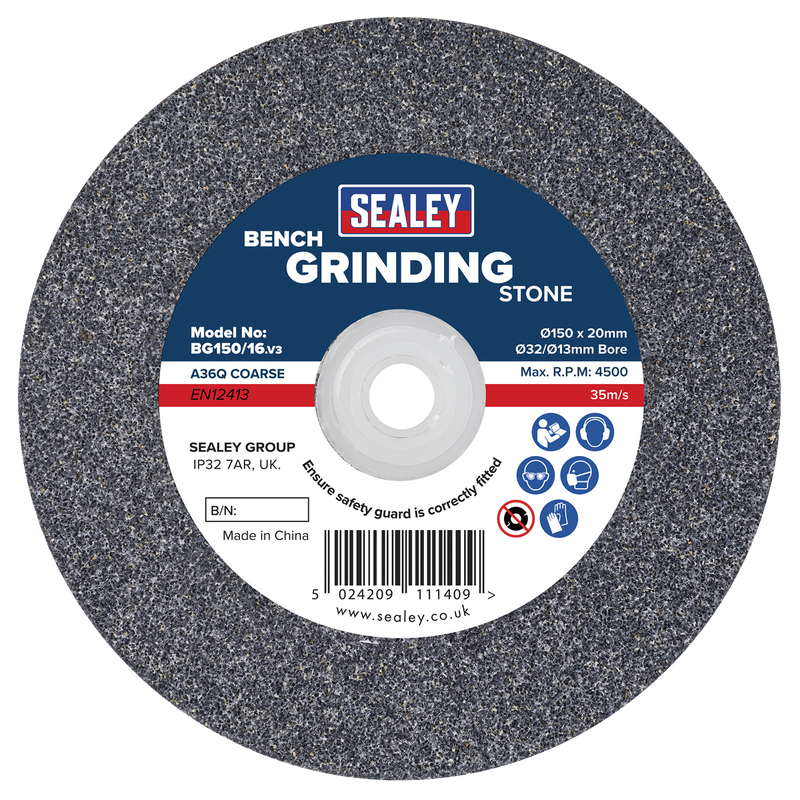 Sealey Grinding Stone 150 x 20mm A36Q Coarse Bore Ø32(Ø13)mm
