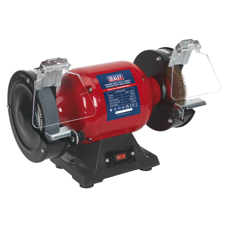 Sealey 150mm Bench Grinder with Wire Wheel 450W/230V
