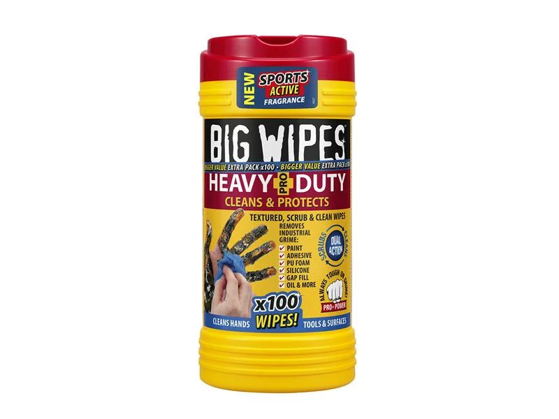 Big Wipes Heavy-Duty PRO+ wipes tub of 100 (Red Top) - 2420 0000