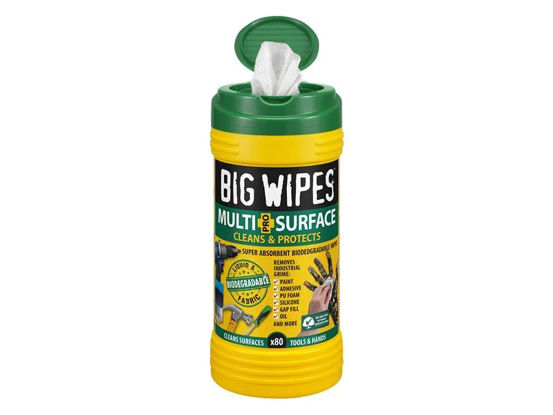 Big Wipes Multi-Surface PRO+ Bio Wipes Tub of 80 (Green Top) - 2440 0000