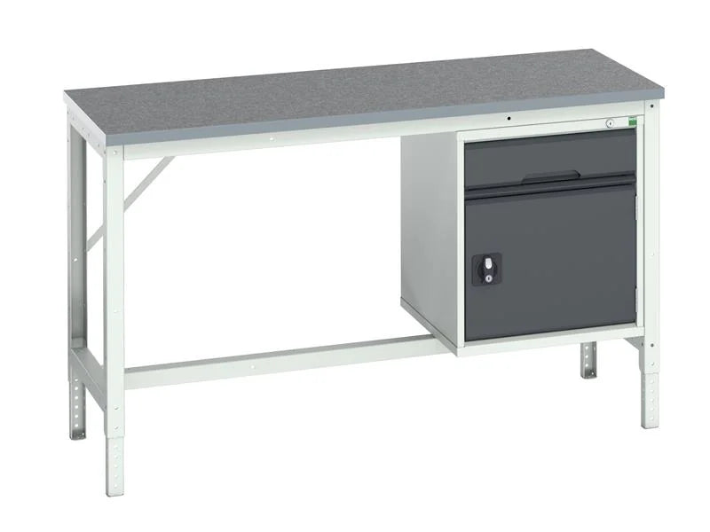 Bott Verso Bench with Cupboard + Drawer, Lino Top 1500 x 600mm - Q16921667.19