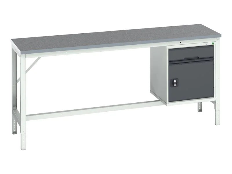 Bott Verso Bench with Cupboard + Drawer, Lino Top 2000 x 600mm - Q16921717.19