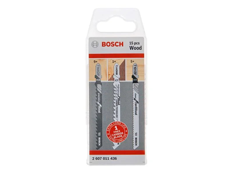 Bosch Powertool Accessories Wood Jigsaw Blade Set, 15 Piece - 2607011436