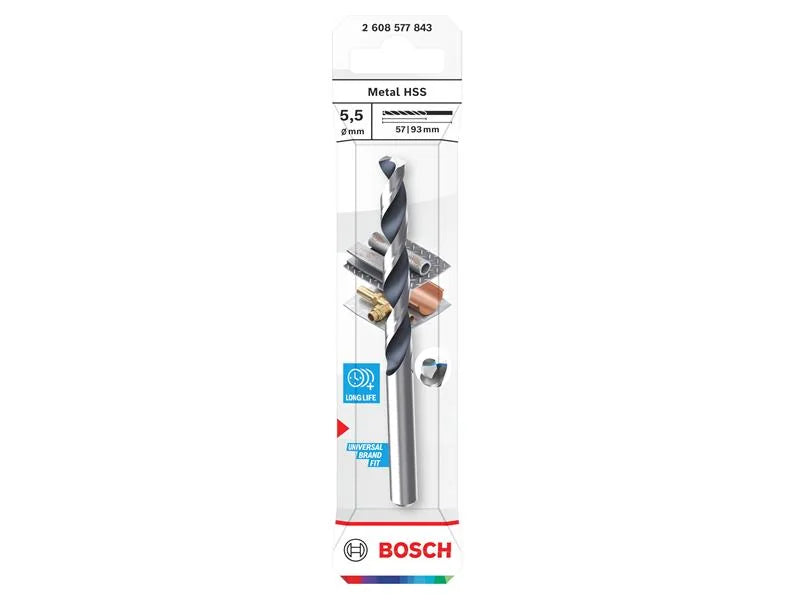 Bosch Powertool Accessories Metal HSS Twist Drill Bit 5.5 x 57 x 93mm