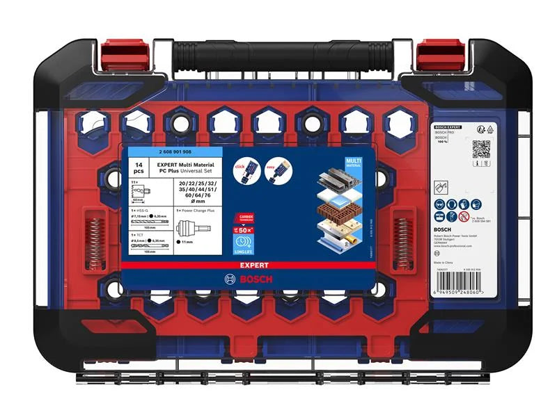 Bosch Powertool Accessories EXPERT Multi Material PC Plus Hole Saw Set, 14 Piece