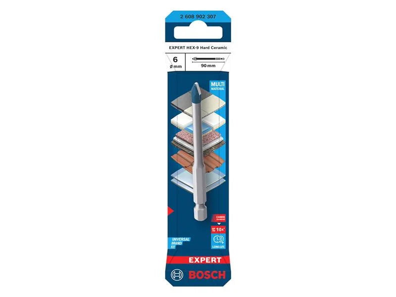 Bosch Powertool Accessories EXPERT HEX-9 Hard Ceramic Drill Bit 6 x 90mm