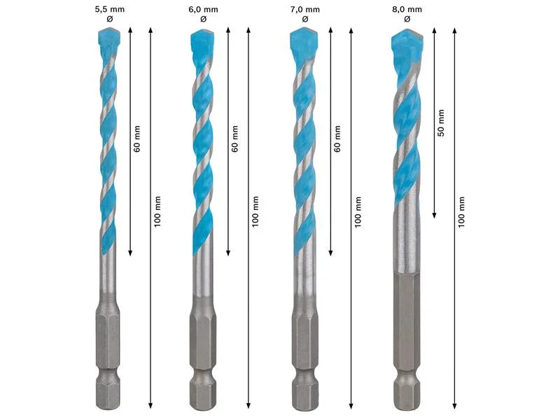 Bosch Powertool Accessories EXPERT HEX-9 Multi Construction Drill Bit Set, 4