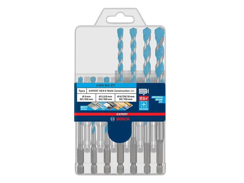 Bosch Powertool Accessories EXPERT HEX-9 Multi Construction Drill Bit Set, 7
