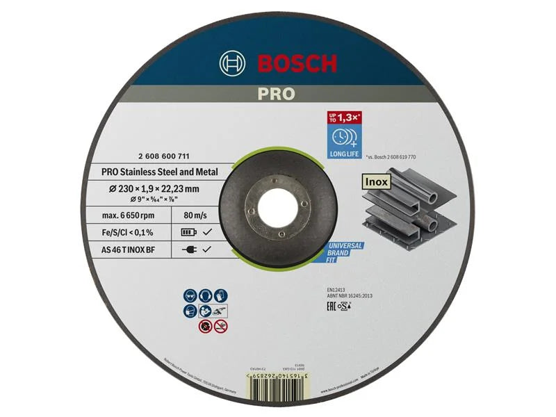 Bosch Powertool Accessories PRO Stainless Steel & Metal Bonded Cutting Disc,