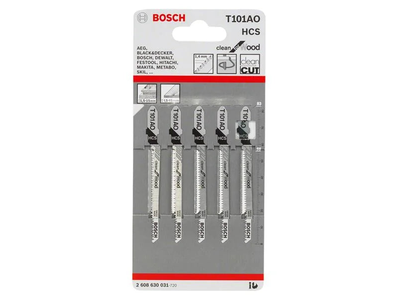 Bosch Powertool Accessories T 101 AO Clean for Wood Jigsaw Blade 83mm Pack of 5