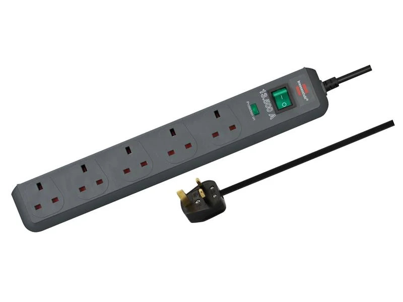 Brennenstuhl Eco-Line Extension Lead 240V 5-Gang 13A Anthracite 2m - 1156753