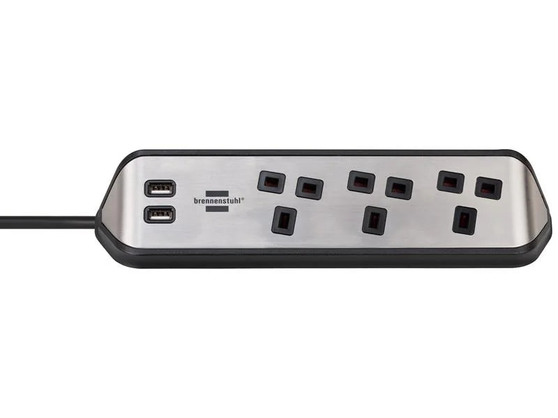 Brennenstuhl estilo Corner Extension Lead 240V 3-Gang 13A Black 2m - 1153593410