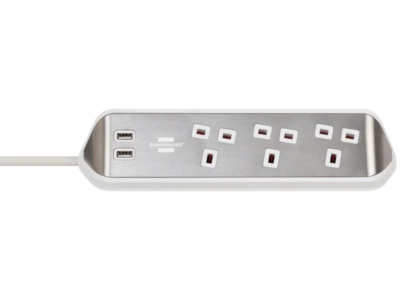 Brennenstuhl estilo Corner Extension Lead 240V 3-Gang 13A White 2m - 1153593420