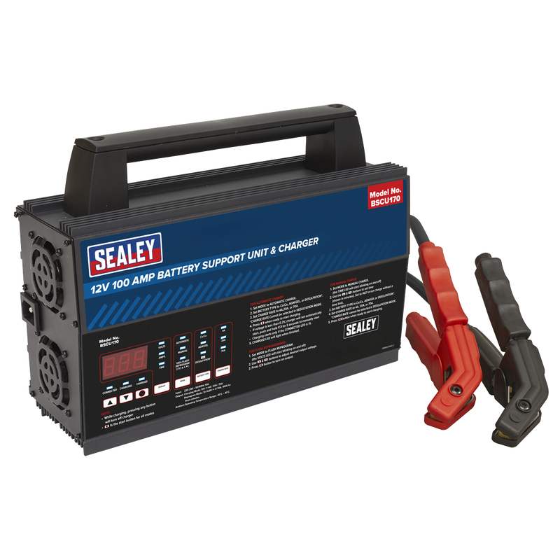 Sealey 12V Battery Support Unit & Charger BSCU170 100A