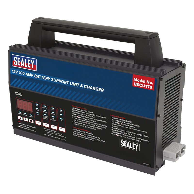 Sealey 12V Battery Support Unit & Charger BSCU170 100A