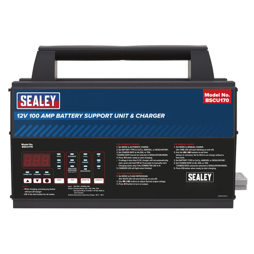Sealey 12V Battery Support Unit & Charger BSCU170 100A