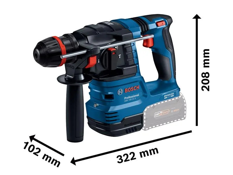 Bosch GBH 18V-22 X Professional Rotary Hammer with ONECHUCK 18V Bare Unit