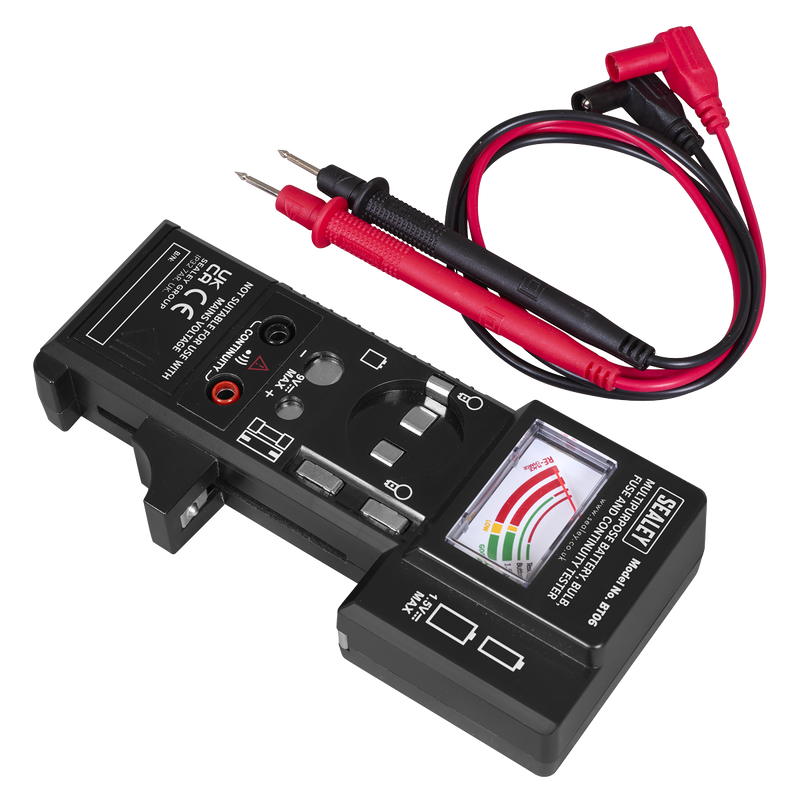 Sealey Multipurpose Tester BT06 9V Battery, Bulb & Fuse