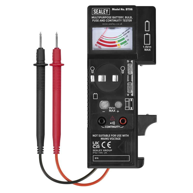 Sealey Multipurpose Tester BT06 9V Battery, Bulb & Fuse