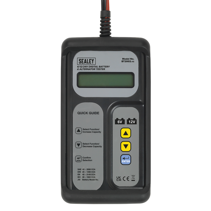 Sealey Digital Battery & Alternator Tester 6/12/24V BT2002