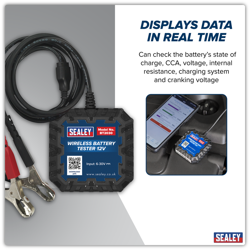 Sealey Wireless Battery Tester BT2030 DC 6V-30V