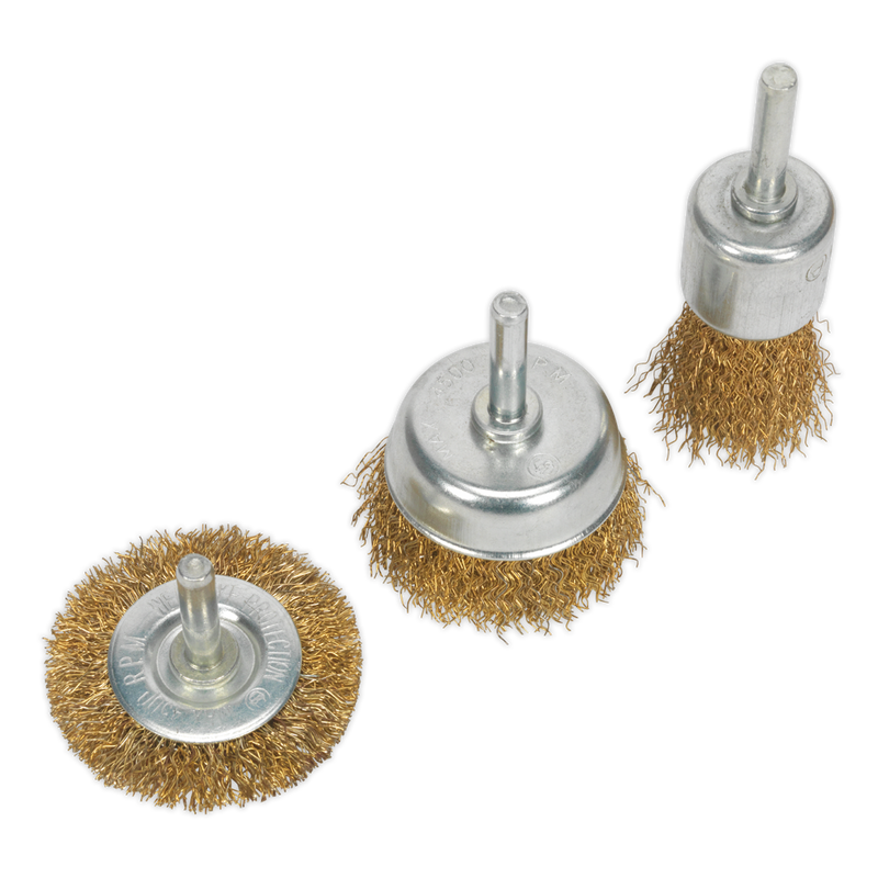 Sealey Crimped Wire Brush Set 3 Piece Ø50mm & Ø25mm